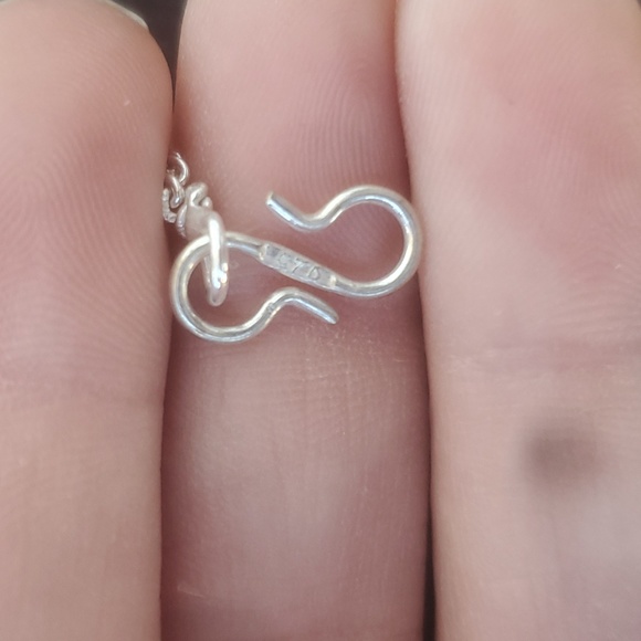 New Rough Peach Titanium Druzy Heart Shaped 925 Silver Necklace. - Picture 5 of 10